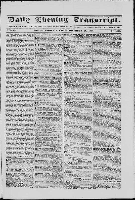 Daily Evening Transcript. November 27, 1835 - Digital Commonwealth