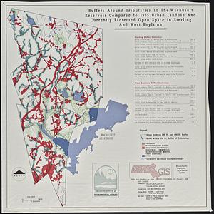Buffers around tributaries to the Wachusett Reservoir compared to 1985 urban landuse and currently protected open space in Sterling and West Boylston
