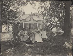 Five people on a hammock