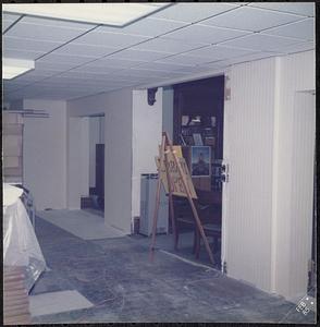 Lawrence Library under construction, formerly fiction stack area, headed to main gallery