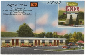 Leffler's Motel, on U.S. Route 222, 5 miles north of Reading Interchange of Penna. Turnpike between Lancaster and Reading, Pa.