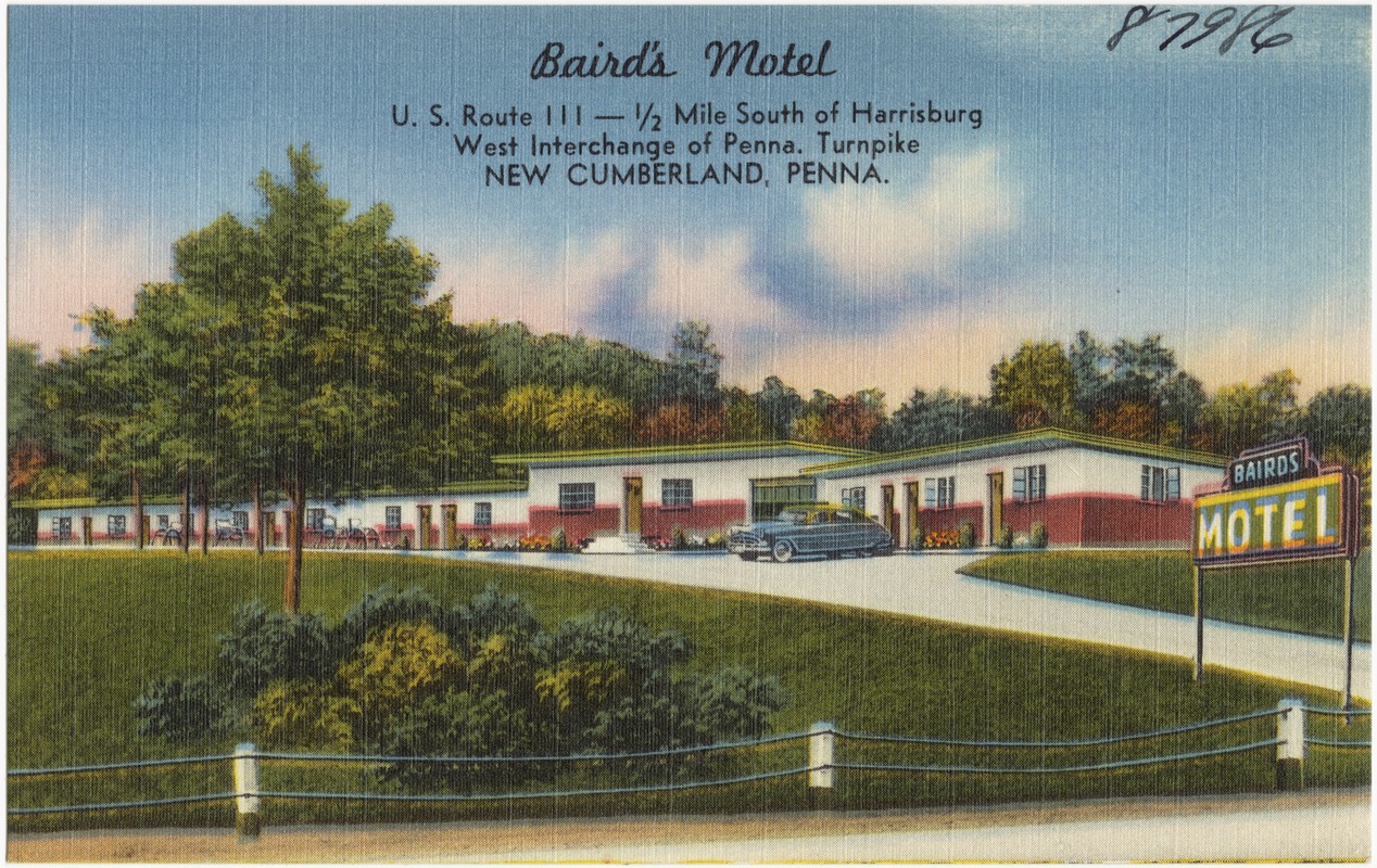 Baird's Motel, U.S. Route 111 - 1/2 miles south of Harrisburg, West Interchange of Penna. Turnpike, New Cumberland, Penna.