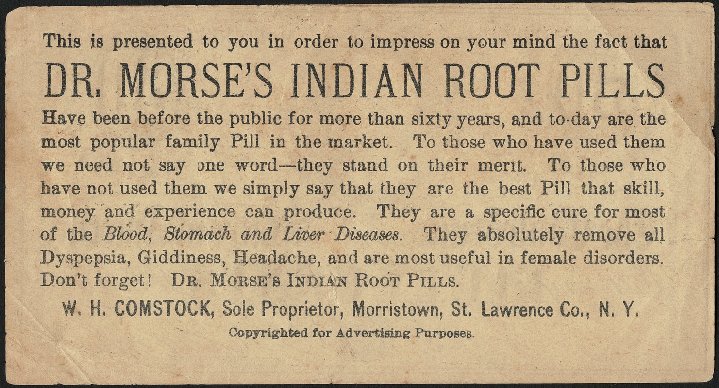 The Confederate States of America fifty cents - This is presented to you in order to impress on your mind the fact that Dr. Morse Indian Root Pills have been before the public for more than sixty years, and to-day are the most popular family pill in the market.