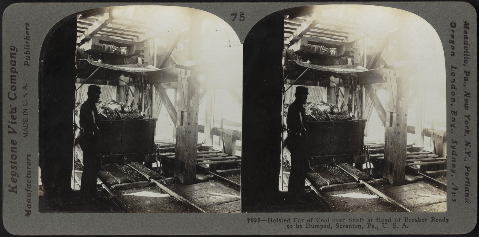 Hoisted car of coal ready to be dumped, Scranton, Pa.