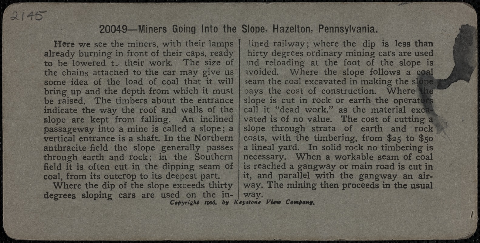 Miners going into the slope, Hazelton, Pennsylvania