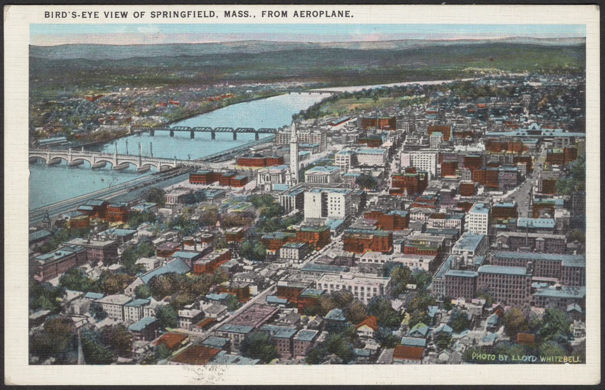 Springfield Ma Aerial Bird's-eye view of Springfield, Mass., from Aeroplane - Digital ...