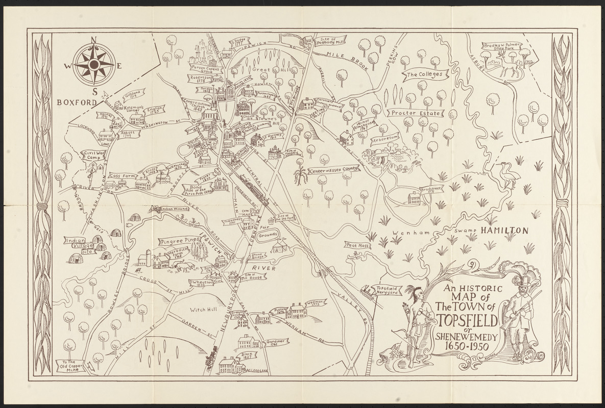An historic map of the town of Topsfield or Shenewemedy 1650-1950