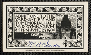 Harvard Class Day ticket for June 22, 1900