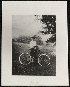 Abbie Conant [Mrs. Everett William Conant] with bicycle