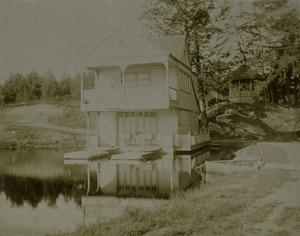 Cooley boathouse on Pine Lake
