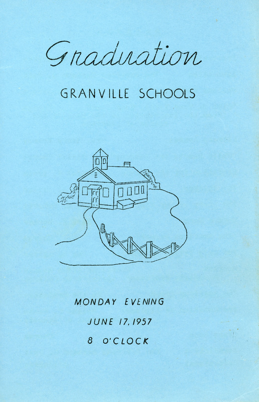 Granville Village School graduation program, 1957