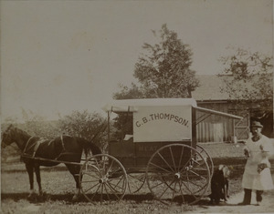 Thompson, Charles B. with horse and wagon