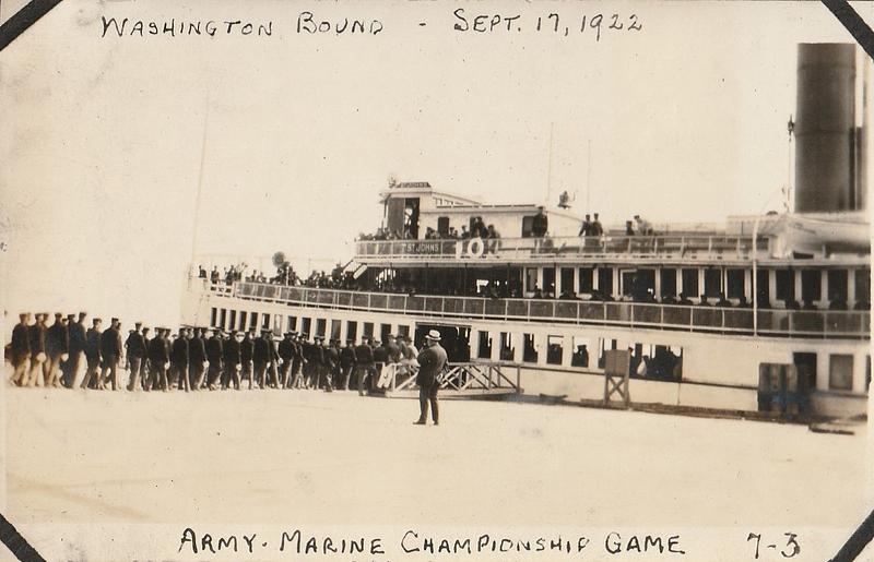 U.S. Marines on way to Washington, D.C. for Army-Marine championship football game, Sept. 17, 1922