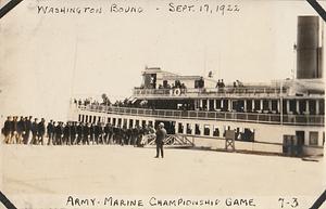 U.S. Marines on way to Washington, D.C. for Army-Marine championship football game, Sept. 17, 1922