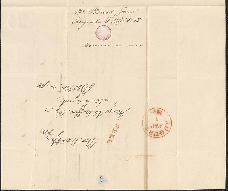 William Woart Junior to George Coffin, 1 September 1835