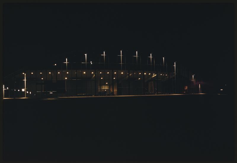 Night scene, Cambridge from Boston