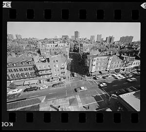 Charles Street, Beacon Hill seen from roof of Charles St. Meeting House, downtown Boston