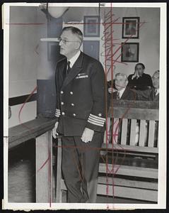 Protest against tavern near Fargo barracks was made by service authorities, including Capt. Clarence A. Abele, USN, above.