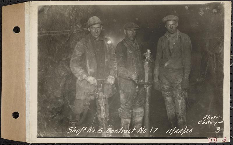 Contract No. 17, West Portion, Wachusett-Coldbrook Tunnel, Rutland, Oakham, Barre, Shaft 6, Rutland, Mass., Nov. 22, 1928