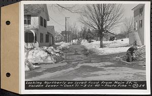 Contract No. 71, WPA Sewer Construction, Holden, looking northerly on Lovell Road from Main Street, Holden Sewer, Holden, Mass., Mar. 26, 1940