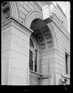Boston Public Library under construction, Dartmouth Street entrance arch