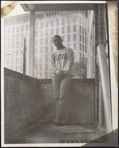 Gerome Prince in a Bentley University sweatshirt