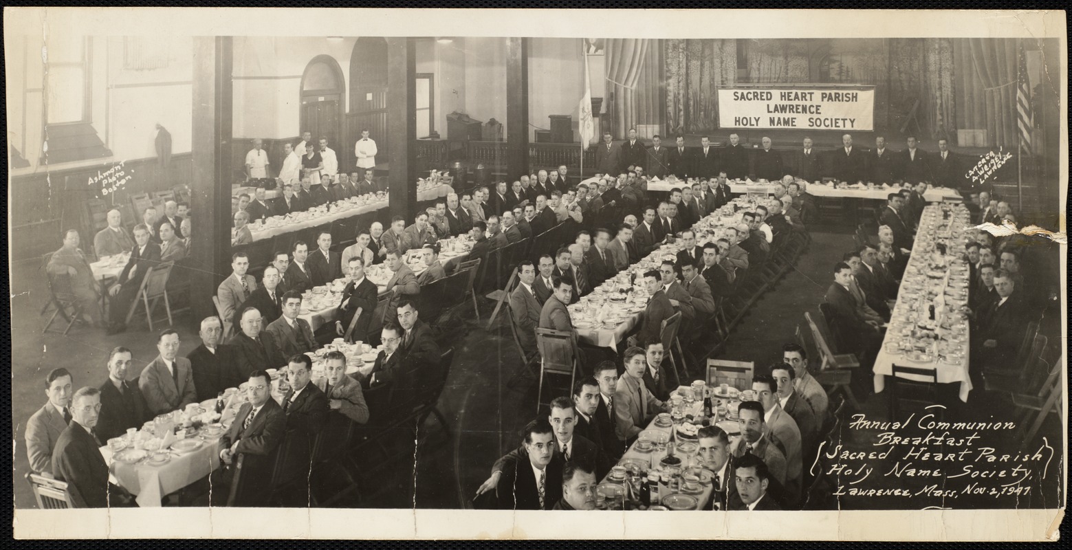 Annual communion breakfast, Sacred Heart parish, Holy Name Society, Lawrence, Massachusetts. November 2, 1947