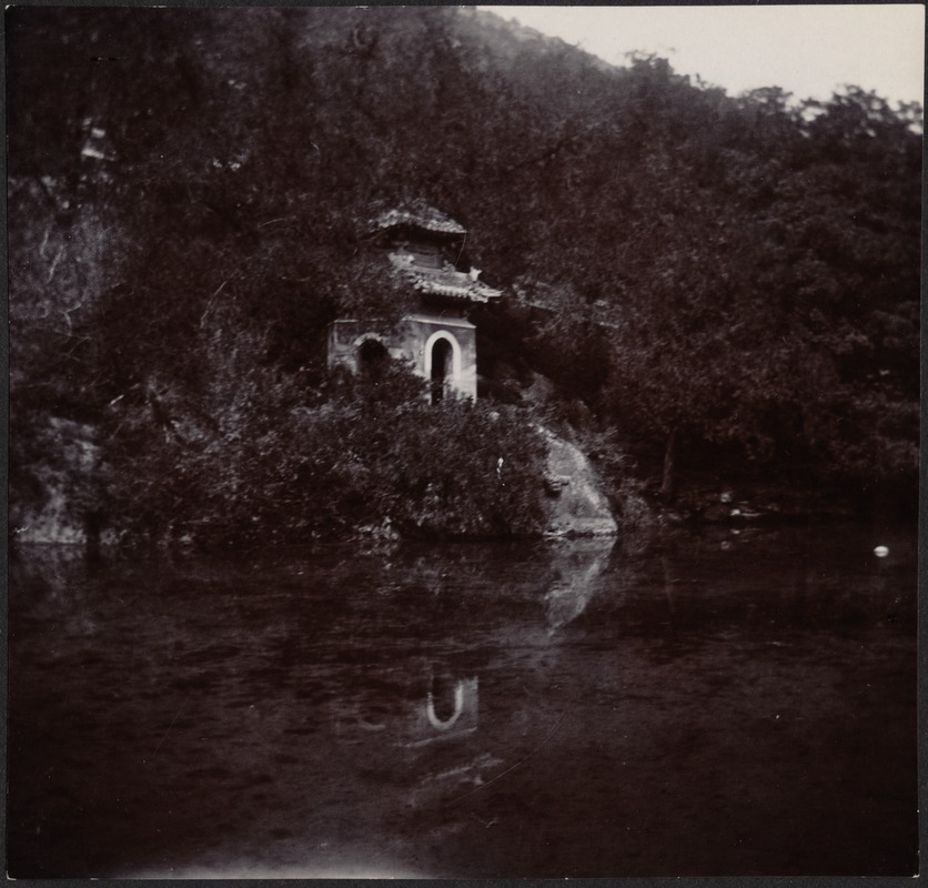 Shrine on edge of lake