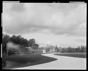 Erskine Park: fountain, grounds & distant view of house