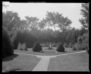Groton Place: garden with statue