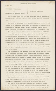 Sacco-Vanzetti Case Records, 1920-1928. Defense Papers. Affidavit of Lola Andrews, September 9, 1922. Box 13, Folder 2, Harvard Law School Library, Historical & Special Collections