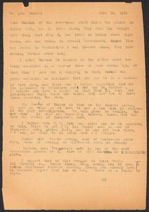 Sacco-Vanzetti Case Records, 1920-1928. Defense Papers. Notes of "JNB," June 12, 1921. Box 13, Folder 7, Harvard Law School Library, Historical & Special Collections