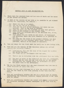 Sacco-Vanzetti Case Records, 1920-1928. Defense Papers. Typescript, "Matters that we want information on," n.d. Box 13, Folder 14, Harvard Law School Library, Historical & Special Collections