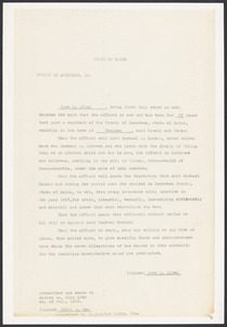 Sacco-Vanzetti Case Records, 1920-1928. Defense Papers. Depositions: Allen, Seger, Shaw, Silva,Smith, Bessie Seger, Burke, Smith, July 1922. Box 13, Folder 18, Harvard Law School Library, Historical & Special Collections