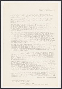 Sacco-Vanzetti Case Records, 1920-1928. Defense Papers. Deposition: Ada F. Hunt (includes receipts issued by Ada F. Hunt or her agents to M.J. Hassam), July 1922. Box 13, Folder 22, Harvard Law School Library, Historical & Special Collections