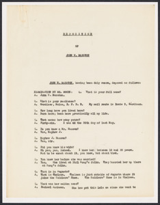 Sacco-Vanzetti Case Records, 1920-1928. Defense Papers. Deposition: John W. Marston, July 1922. Box 13, Folder 24, Harvard Law School Library, Historical & Special Collections
