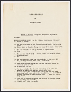 Sacco-Vanzetti Case Records, 1920-1928. Defense Papers. Deposition: Joseph H. Wellman, July 1922. Box 13, Folder 26, Harvard Law School Library, Historical & Special Collections