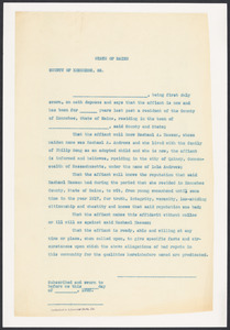 Sacco-Vanzetti Case Records, 1920-1928. Defense Papers. Deposition: Blank forms for depositions, 1922. Box 13, Folder 28, Harvard Law School Library, Historical & Special Collections