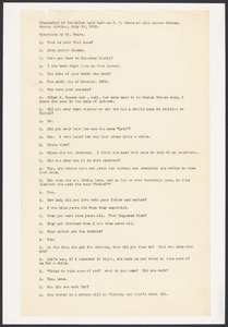 Sacco-Vanzetti Case Records, 1920-1928. Defense Papers. Deposition: Moore and Hassam Interview, July 16, 1922. Box 13, Folder 30, Harvard Law School Library, Historical & Special Collections