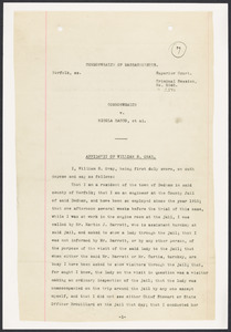 Sacco-Vanzetti Case Records, 1920-1928. Defense Papers. Deposition: Gray, William E., March 8, 1923. Box 13, Folder 33, Harvard Law School Library, Historical & Special Collections