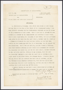 Sacco-Vanzetti Case Records, 1920-1928. Defense Papers. Deposition: Katzmann, Frederick G., March 8, 1923. Box 13, Folder 34, Harvard Law School Library, Historical & Special Collections