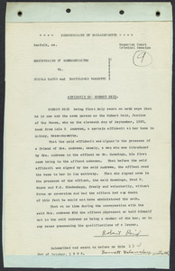 Sacco-Vanzetti Case Records, 1920-1928. Defense Papers. Deposition: Reid, Robert, October 23, 1923. Box 13, Folder 36, Harvard Law School Library, Historical & Special Collections