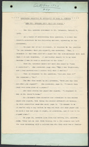 Sacco-Vanzetti Case Records, 1920-1928. Defense Papers. Memoranda re: Affidavit of Lola R. Andrews, October 1923. Box 13, Folder 40, Harvard Law School Library, Historical & Special Collections