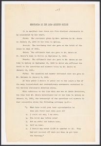 Sacco-Vanzetti Case Records, 1920-1928. Defense Papers. Memorandum on the Lola Andrews Motion, n.d. Box 13, Folder 42, Harvard Law School Library, Historical & Special Collections