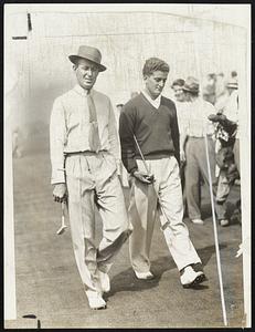 Dapper Paul Runyan (left) not only got by Frank Strafaci (right) at the 20th hole, but he went on to down Al Brosch, 4 and 3. Paul meets Open Champion Ralph Guldahl today, over the 36-hole route.