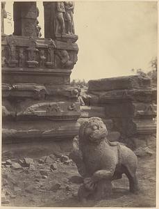Sculpture of Sinha, or lion, in court of Durga Temple, Aihole, Bijapur District