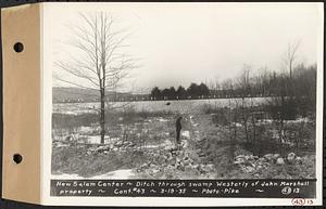 Contract No. 43, Extension of Belchertown-Pelham Highway to New Salem Center, Shutesbury, New Salem (Franklin County), New Salem Center, ditch through swamp westerly of John Marshall property, New Salem, Mass., Mar. 19, 1935