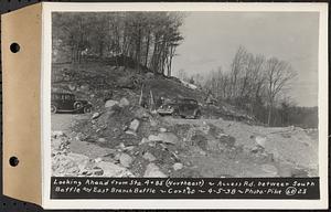 Contract No. 60, Access Roads to Shaft 12, Quabbin Aqueduct, Hardwick and Greenwich, looking ahead from Sta. 4+85 (northeast), Greenwich and Hardwick, Mass., Apr. 5, 1938