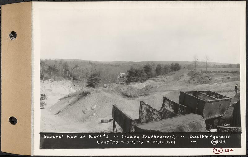 Contract No. 20, Coldbrook-Swift Tunnel, Barre, Hardwick, Greenwich, general view at Shaft 9, looking southeasterly, Quabbin Aqueduct, Barre, Mass., May 13, 1935