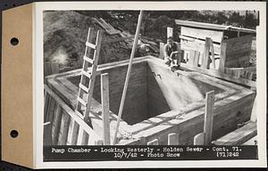 Contract No. 71, WPA Sewer Construction, Holden, pump chamber, looking westerly, Holden Sewer, Holden, Mass., Oct. 7, 1942